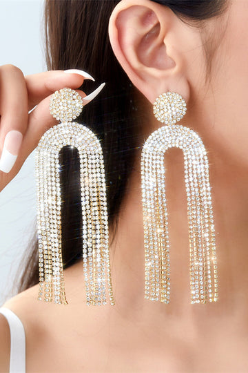 Hvite Rhinestone Drop øredobber